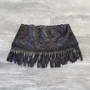 Black Tassel Detailed Laced Pajama Mini